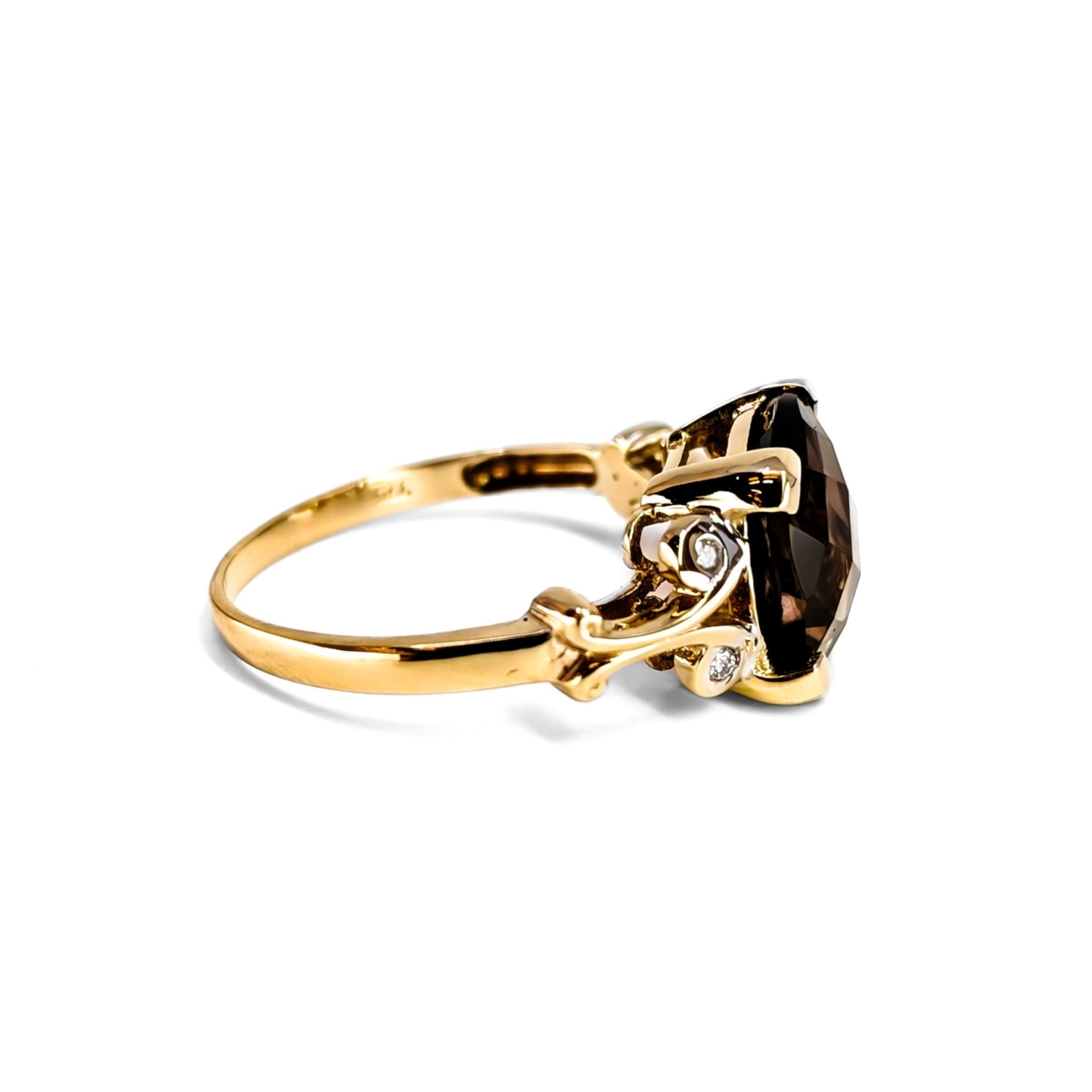 9ct Yellow Gold Smoky Quartz & Natural Diamond Ring | Size P | 3.1g #71801 9ct Yellow Gold Smoky Quartz & Natural Diamond Ring | Size P | 3.1g #71801 - Image 6