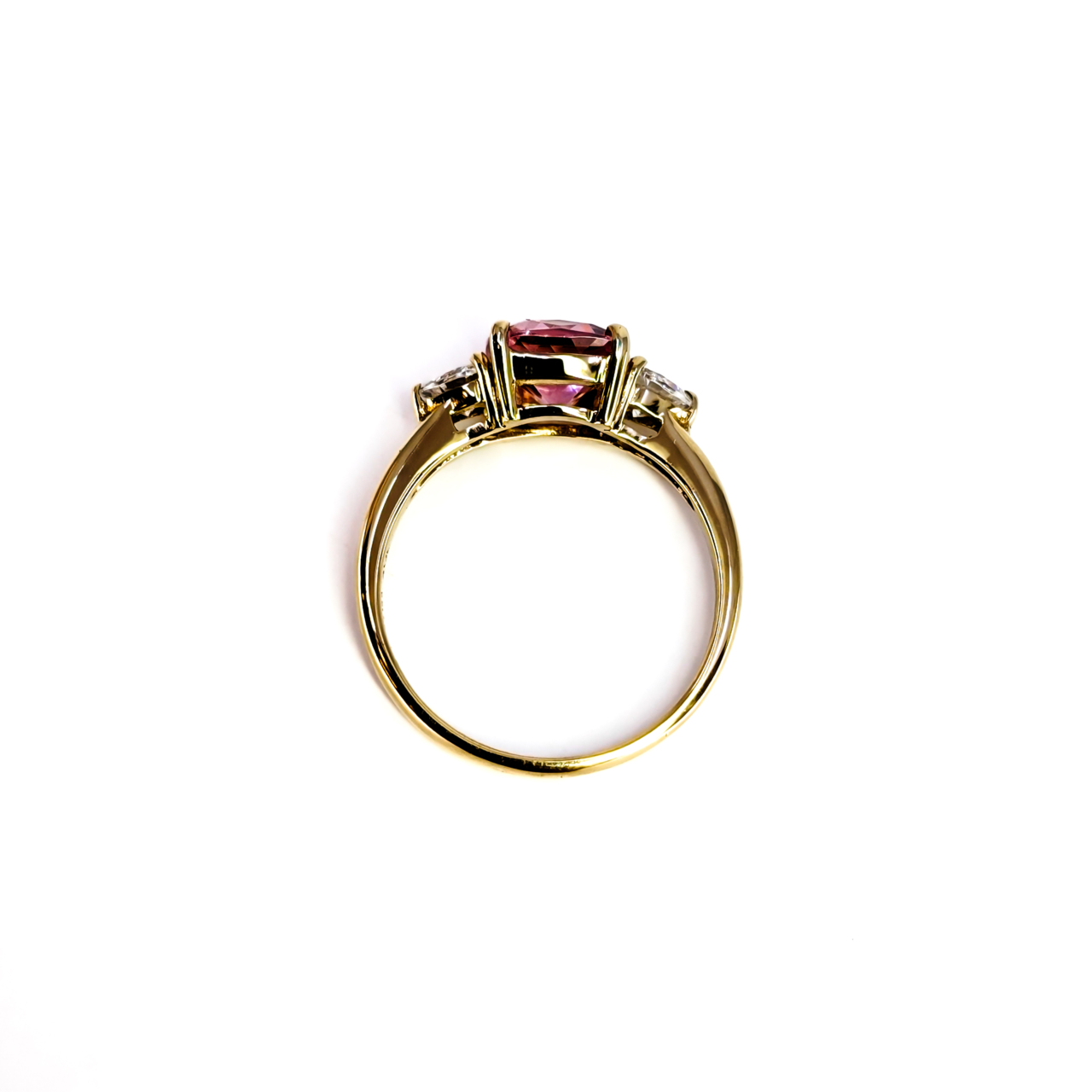 9ct Yellow Gold Synthetic Pink Sapphire & Natural Diamond Ring | Size P | 2.8g #71810 9ct Yellow Gold Synthetic Pink Sapphire & Natural Diamond Ring | Size P | 2.8g #71810 - Image 5