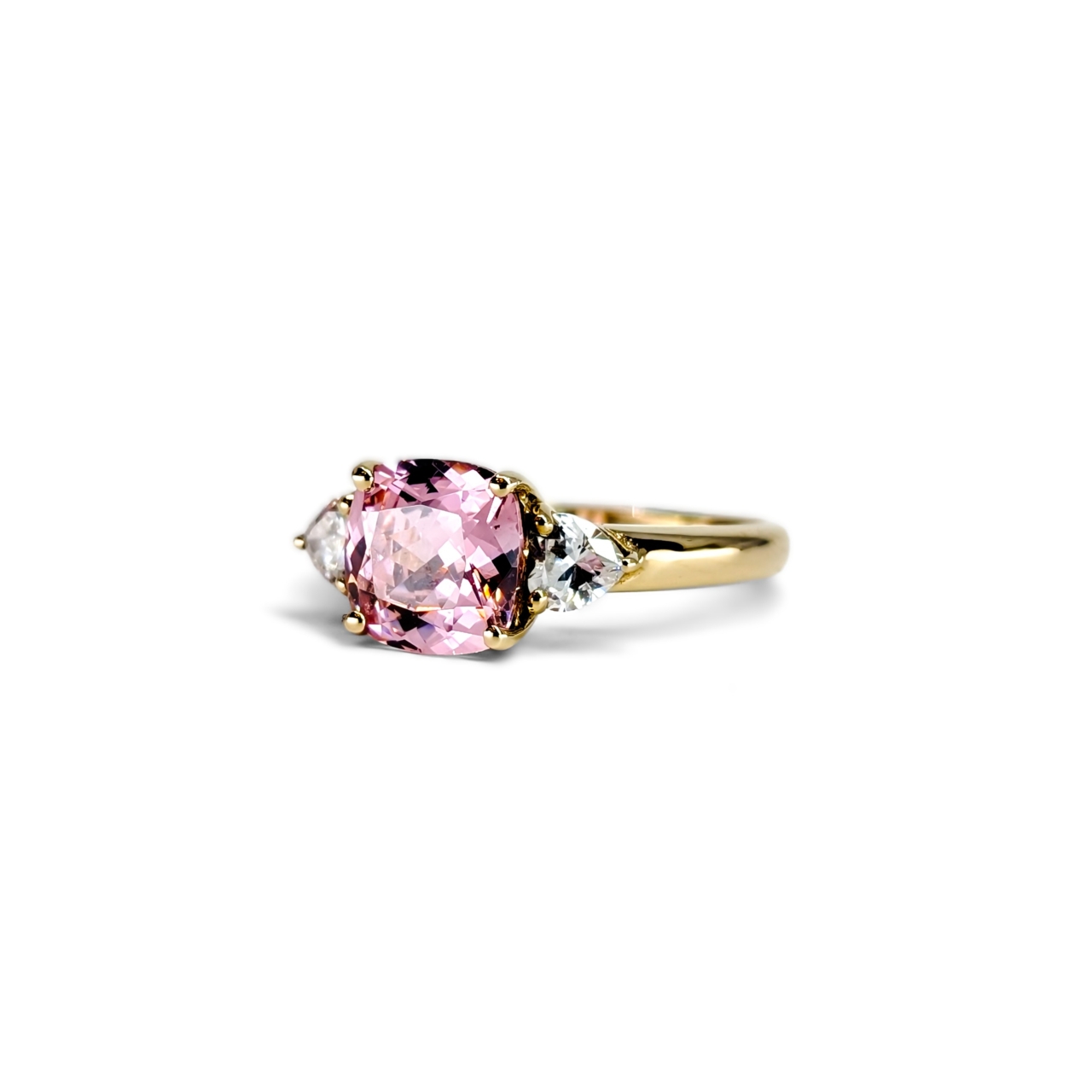 9ct Yellow Gold Synthetic Pink Sapphire & Natural Diamond Ring | Size P | 2.8g #71810 9ct Yellow Gold Synthetic Pink Sapphire & Natural Diamond Ring | Size P | 2.8g #71810 - Image 6
