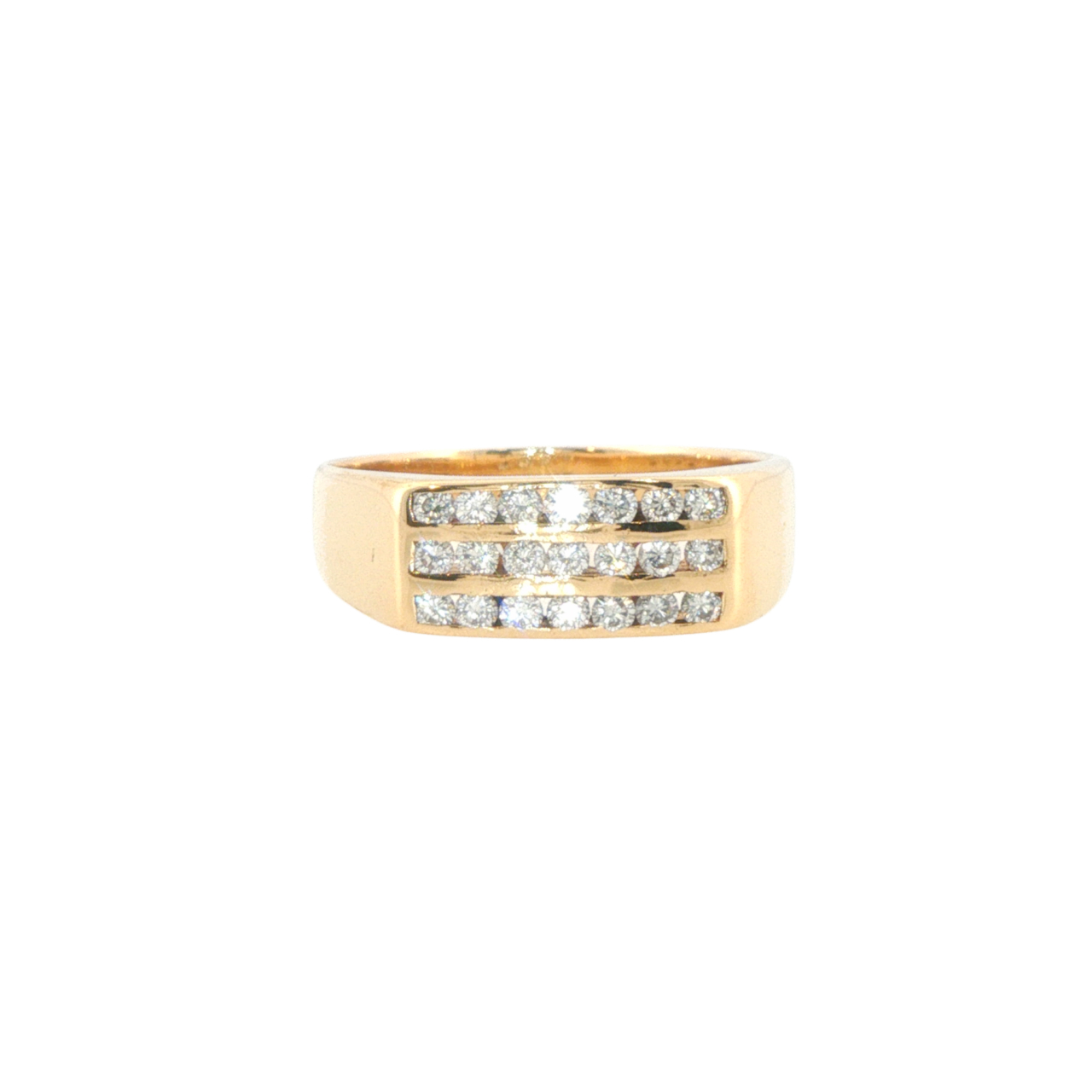 9ct Yellow Gold Three-Row Natural Diamond Ring | 5g Size U #71462 9ct Yellow Gold Three-Row Natural Diamond Ring | 5g Size U #71462