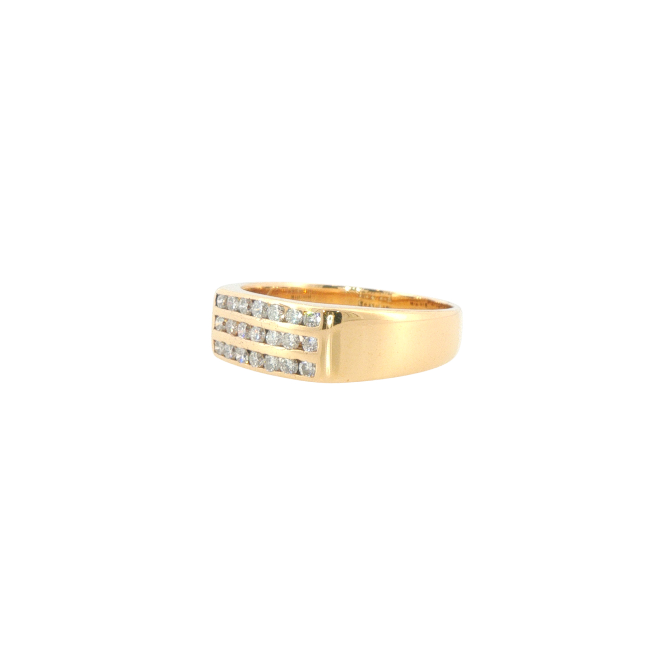 9ct Yellow Gold Three-Row Natural Diamond Ring | 5g Size U #71462 9ct Yellow Gold Three-Row Natural Diamond Ring | 5g Size U #71462 - Image 3
