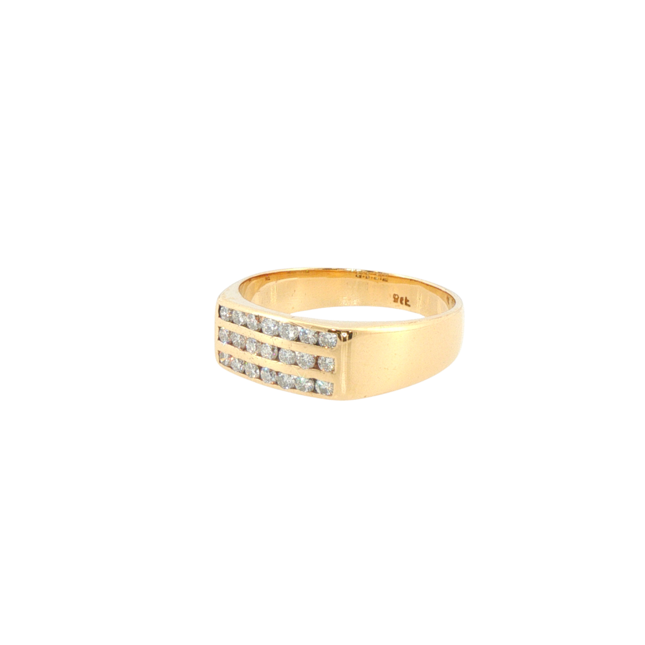 9ct Yellow Gold Three-Row Natural Diamond Ring | 5g Size U #71462 9ct Yellow Gold Three-Row Natural Diamond Ring | 5g Size U #71462 - Image 9