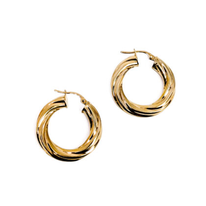 Monty's 9ct Yellow Gold Twisted Hoop Earrings | 24mm | 2.5g #71961