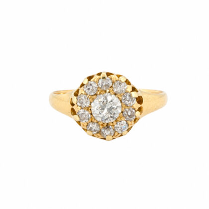 Monty's Antique 18ct Yellow Gold Diamond Daisy Ring | 3.1g | Size O #71500