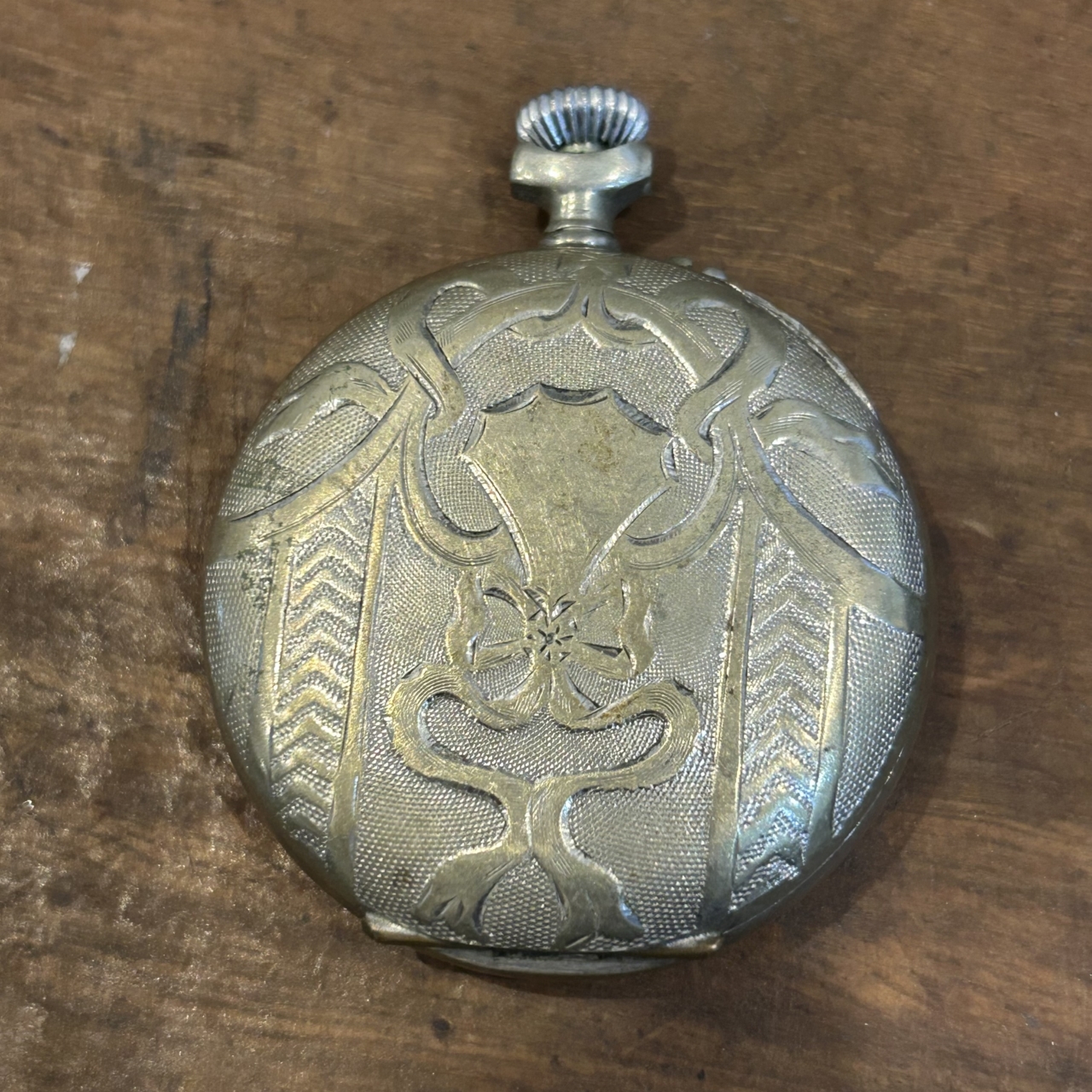 Antique Argentan Pocket / Fob Watch | 44.3mm | Seized | Missing Glass | Parts Only #71541-2 Antique Argentan Pocket / Fob Watch | 44.3mm | Seized | Missing Glass | Parts Only #71541-2 - Image 2