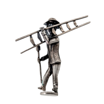 Monty's Antique Dutch Solid Silver Man Carrying Ladder Figurine | 7.4g #65186