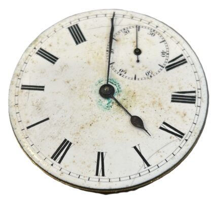 Antique English Pocket Watch Movement & Dial | White Roman Numeral Dial | 43.1mm | Parts Only #71974-2
