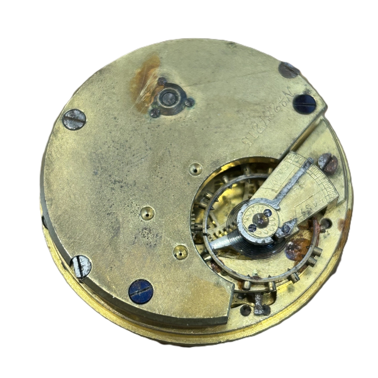 Antique Pocket Watch Movement & Dial | White Roman Numeral Dial | 42.9mm | Parts Only #71974-5 Antique Pocket Watch Movement & Dial | White Roman Numeral Dial | 42.9mm | Parts Only #71974-5 - Image 2