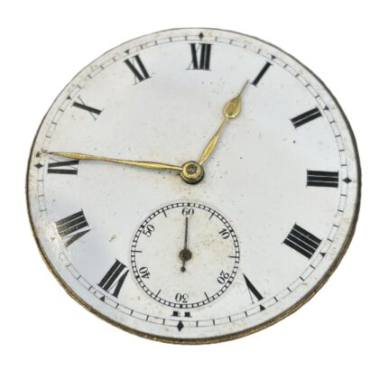 Antique Swiss Pocket Watch Movement & Dial | White Roman Numeral Dial | 43mm | Parts Only #71974-4