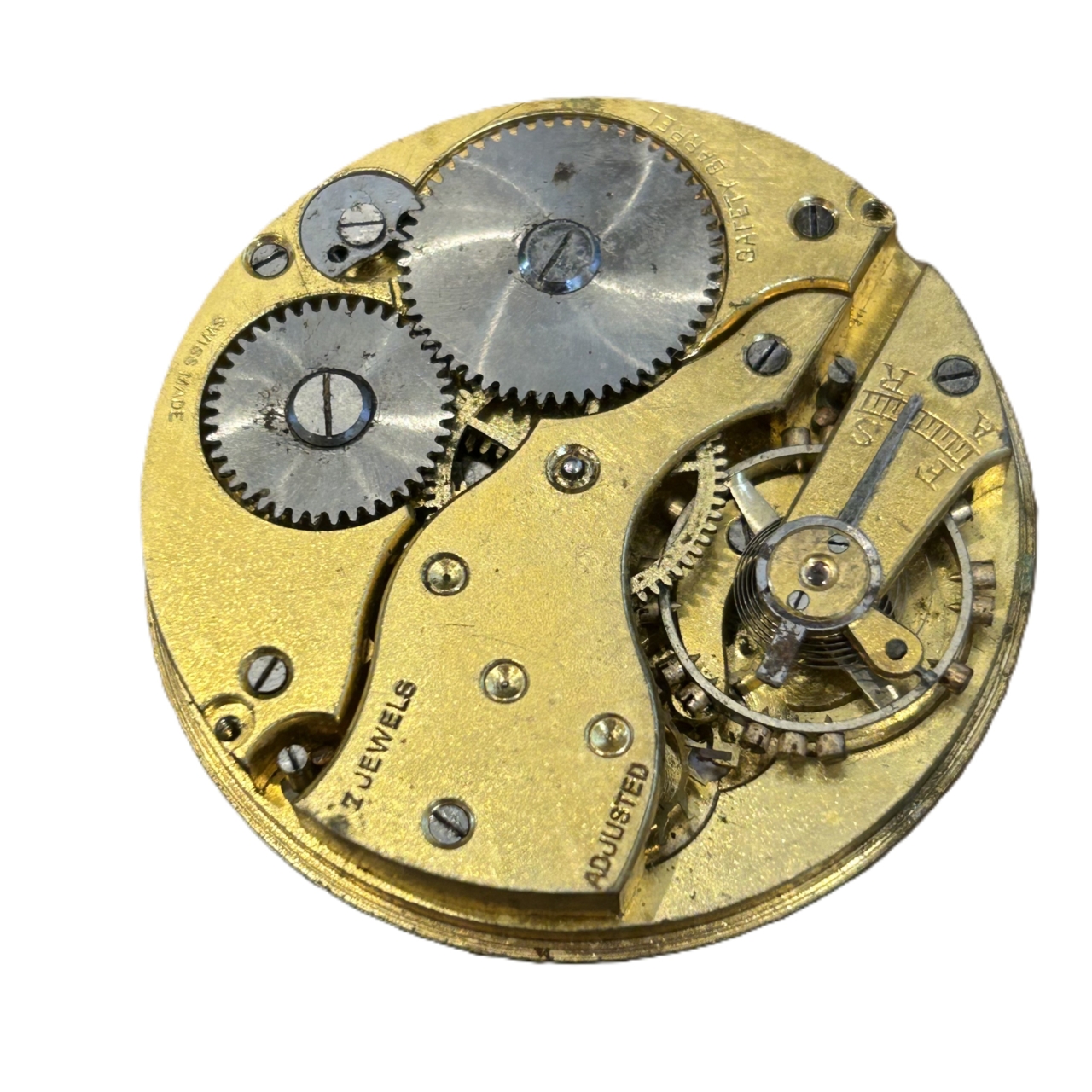 Antique Swiss Pocket Watch Movement & Dial | White Roman Numeral Dial | 43mm | Parts Only #71974-4 Antique Swiss Pocket Watch Movement & Dial | White Roman Numeral Dial | 43mm | Parts Only #71974-4 - Image 2