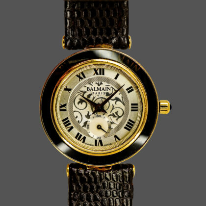 Monty's Balmain 733.104 Ladies Swiss Quartz Watch | Gold-Tone & Black Bezel | 26mm #71755