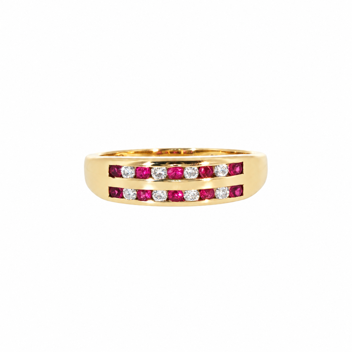 9ct Yellow Gold Ruby & Natural Diamond Ring | 2.9g Size M 1/2 #71450 9ct Yellow Gold Ruby & Natural Diamond Ring | 2.9g Size M 1/2 #71450
