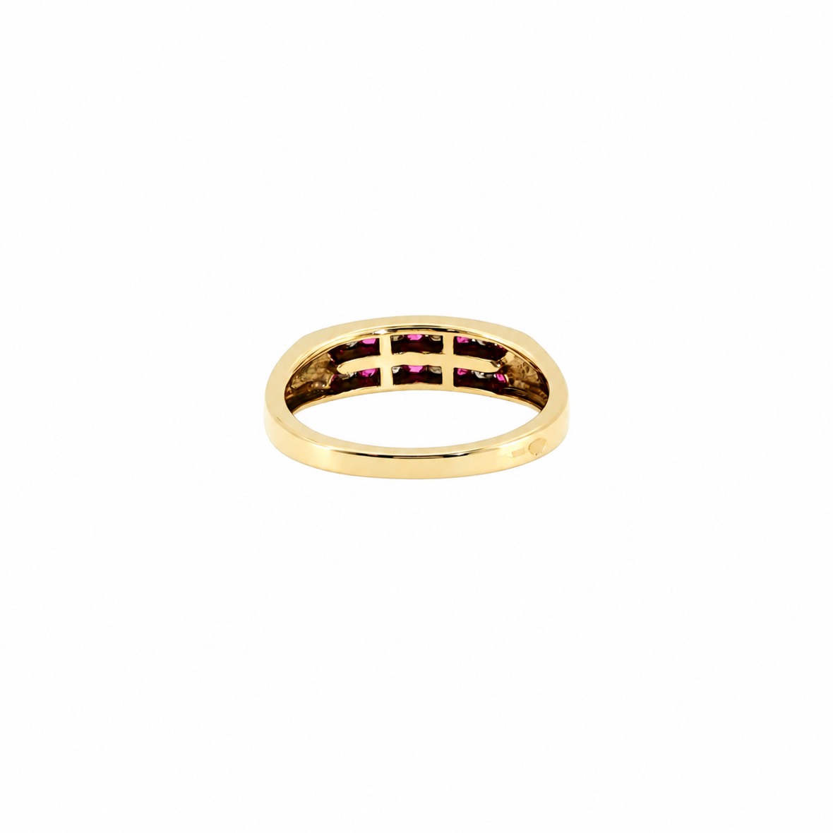 9ct Yellow Gold Ruby & Natural Diamond Ring | 2.9g Size M 1/2 #71450 9ct Yellow Gold Ruby & Natural Diamond Ring | 2.9g Size M 1/2 #71450 - Image 4