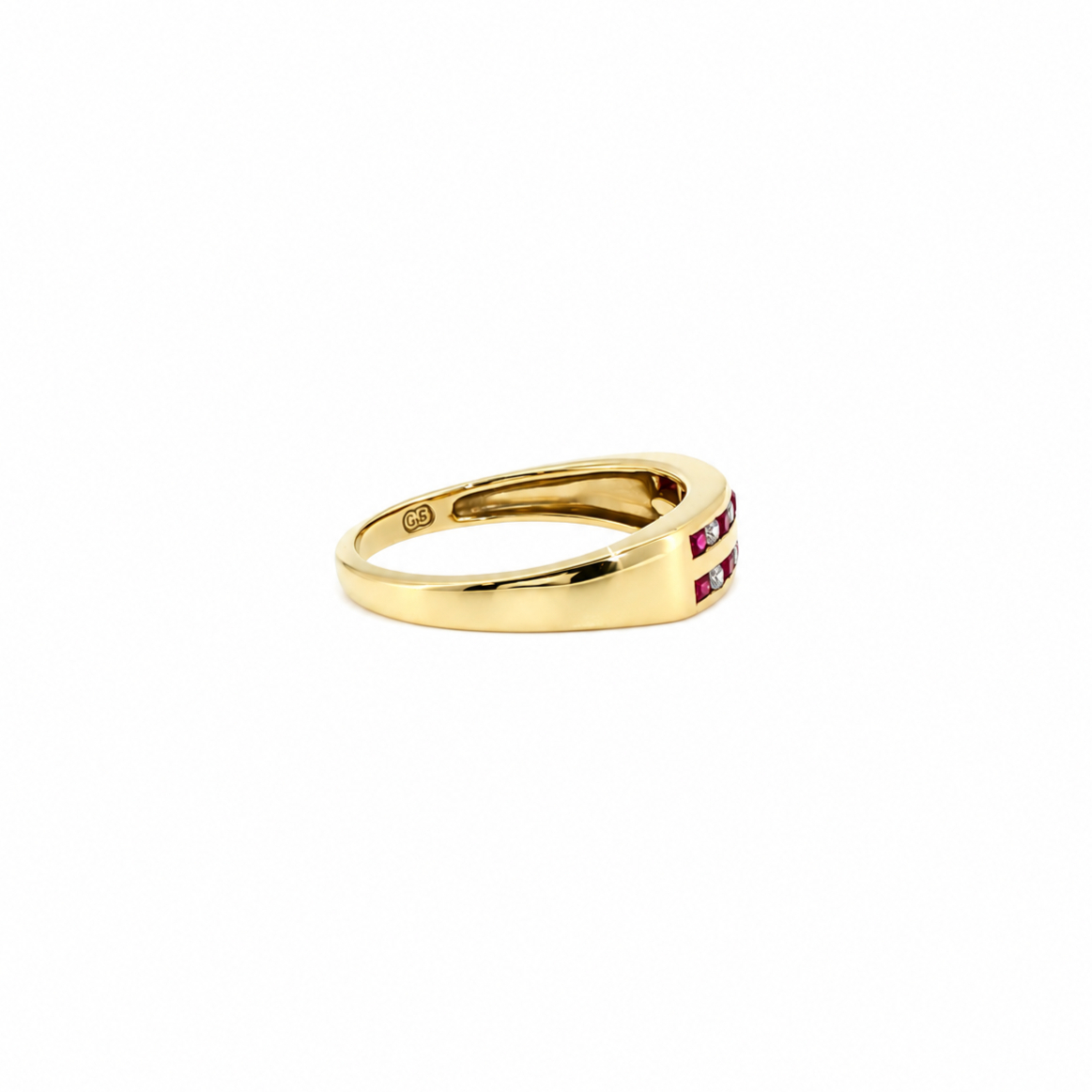 9ct Yellow Gold Ruby & Natural Diamond Ring | 2.9g Size M 1/2 #71450 9ct Yellow Gold Ruby & Natural Diamond Ring | 2.9g Size M 1/2 #71450 - Image 5