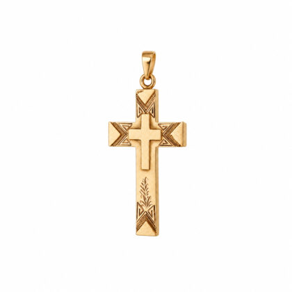 Monty's Vintage 9ct Rose Gold Engraved Cross Pendant | 2.7g | 38 x 23.4mm #71645