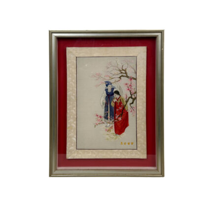 Monty's Korean Silk Embroidery | Traditional Women & Blossoms | Framed #71903