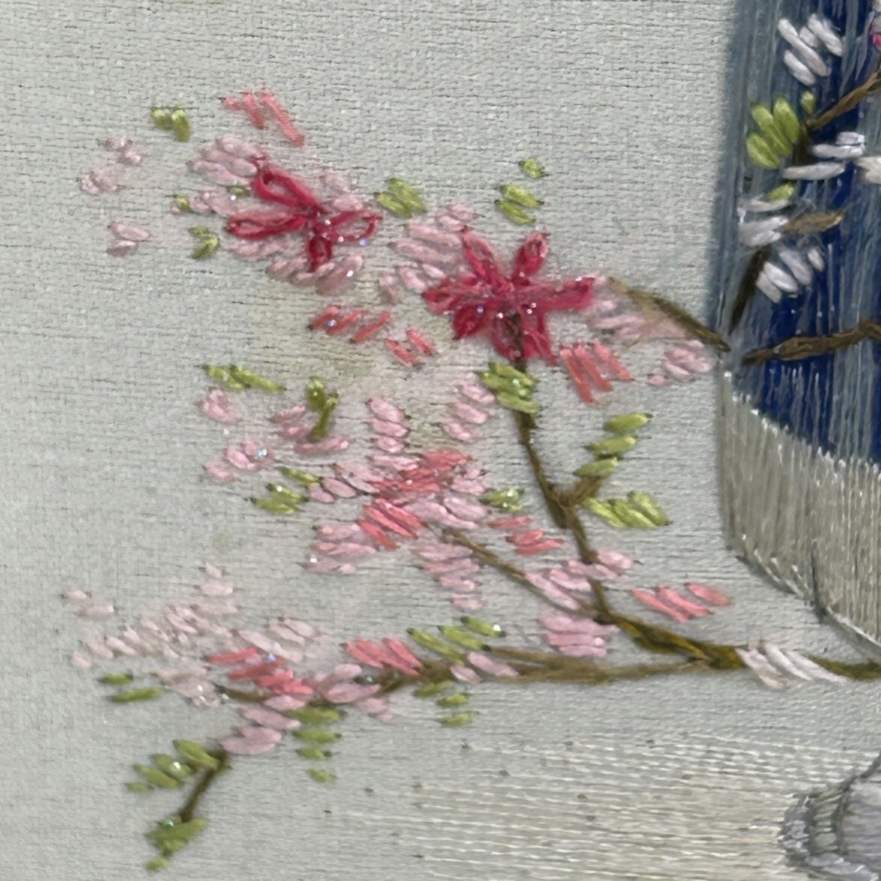 Korean Silk Embroidery | Traditional Women & Blossoms | Framed #71903 Korean Silk Embroidery | Traditional Women & Blossoms | Framed #71903 - Image 7