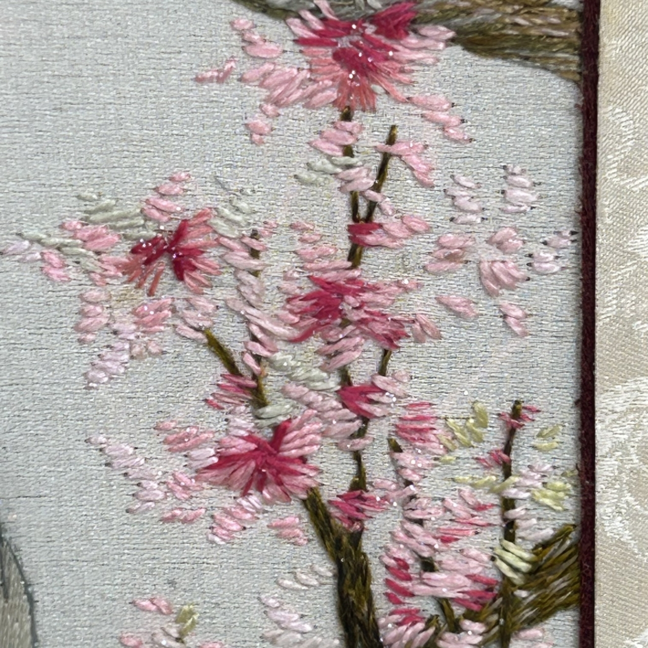 Korean Silk Embroidery | Traditional Women & Blossoms | Framed #71903 Korean Silk Embroidery | Traditional Women & Blossoms | Framed #71903 - Image 3