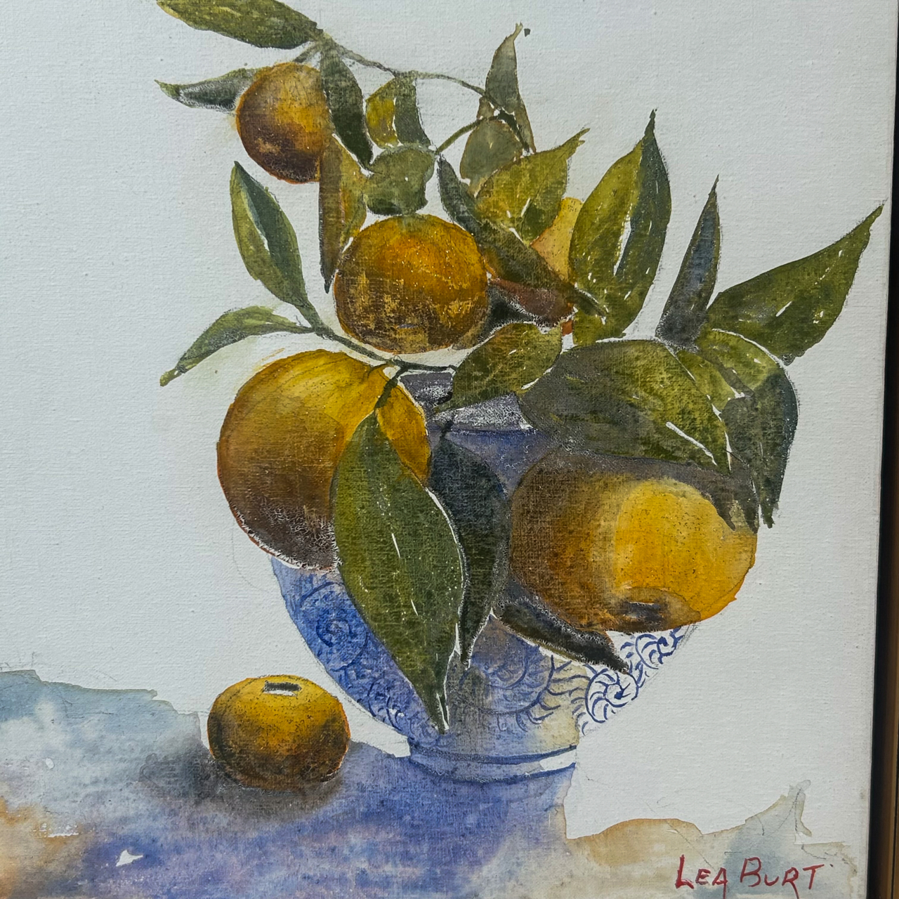 Lea Burt Still Life with Oranges | Original Painting on Canvas | Floating Frame #71902 Lea Burt Still Life with Oranges | Original Painting on Canvas | Floating Frame #71902 - Image 4