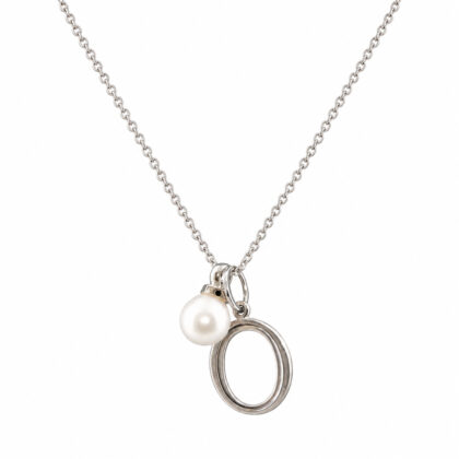 Oprah Winfrey Show Farewell Season Sterling Silver Pearl & Black Diamond Necklace #71950