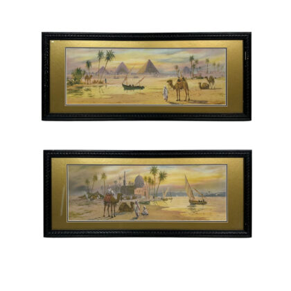Monty's Pair of W. Bittatt 1926 Egyptian Landscape Prints | Pyramids & Nile | Framed #71020
