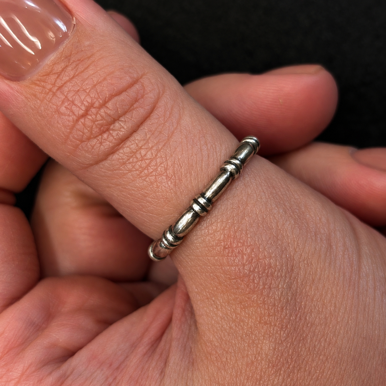 Pandora Sterling Silver Bamboo Stacker Ring | Size R #71837 Pandora Sterling Silver Bamboo Stacker Ring | Size R #71837 - Image 2