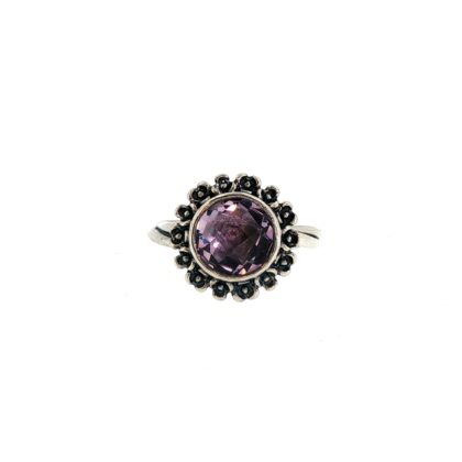 Monty's Pandora Sterling Silver Floral Elegance Amethyst Ring | 7.6g | Size M1/2 #71855