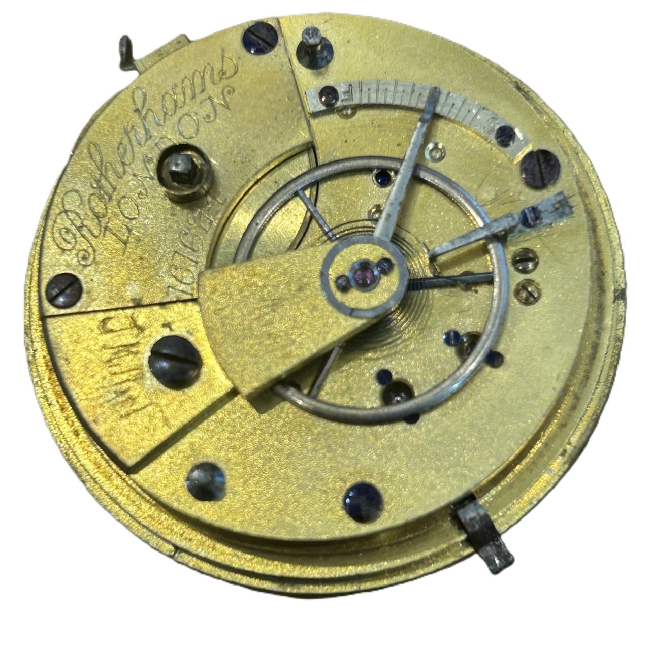 Rotherhams London Antique Pocket Watch Movement & Dial | 41.2mm | Serial 161624 | Parts Only #71974-3 Rotherhams London Antique Pocket Watch Movement & Dial | 41.2mm | Serial 161624 | Parts Only #71974-3 - Image 2