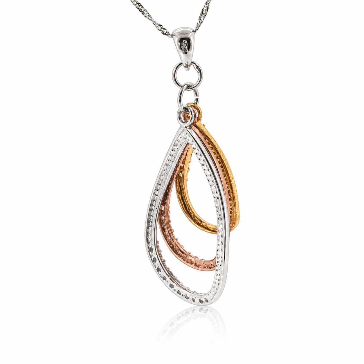 Sterling Silver 3-Tone Teardrop CZ Necklace | 5.5g | 45cm #71418 Sterling Silver 3-Tone Teardrop CZ Necklace | 5.5g | 45cm #71418 - Image 3