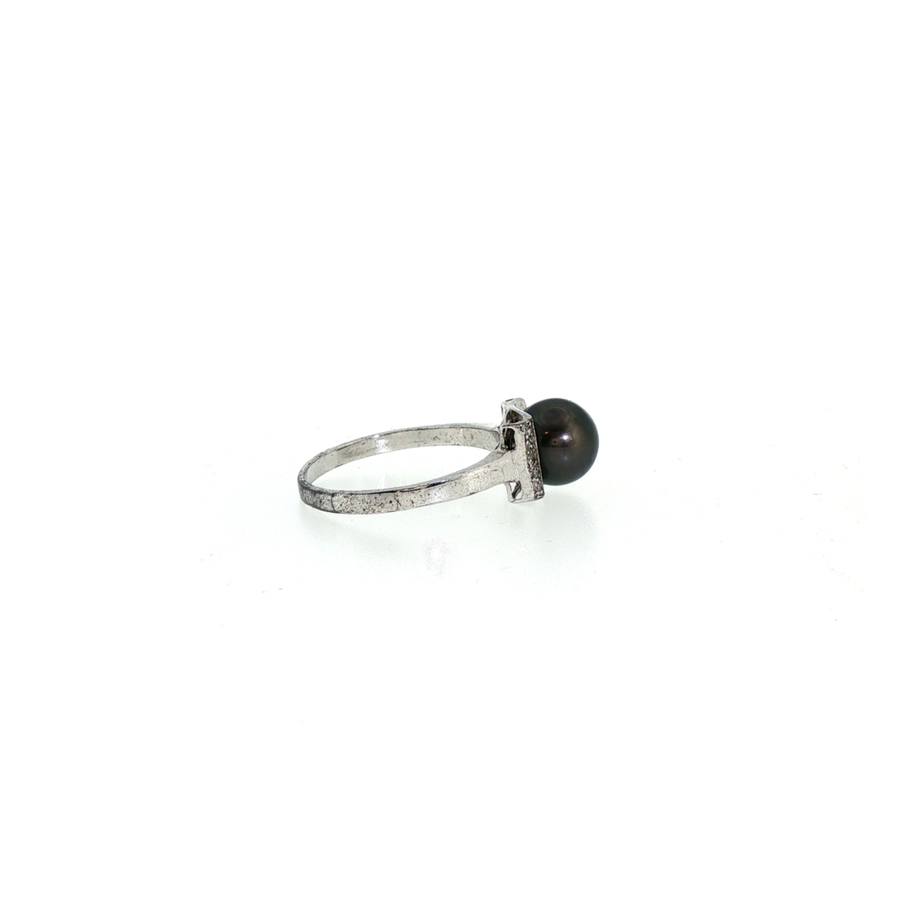 Sterling Silver Black Cultured Pearl & Natural Diamond Ring | 2.9g | Size R #71851 Sterling Silver Black Cultured Pearl & Natural Diamond Ring | 2.9g | Size R #71851 - Image 4