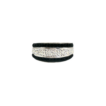 Monty's Sterling Silver Black & White Cubic Zirconia Ring | 7.7g | Size R #71857