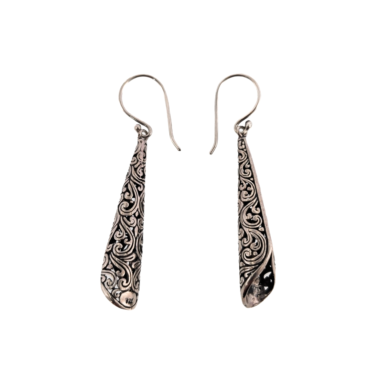 Sterling Silver Filigree Teardrop Dangle Earrings | 5.9g | 38.5mm #71434 Sterling Silver Filigree Teardrop Dangle Earrings | 5.9g | 38.5mm #71434 - Image 2