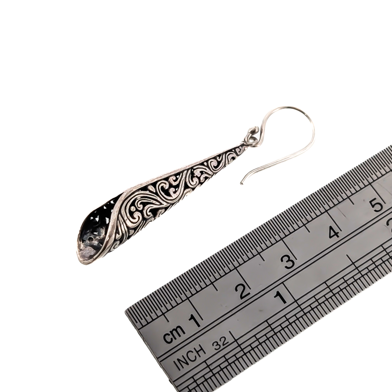 Sterling Silver Filigree Teardrop Dangle Earrings | 5.9g | 38.5mm #71434 Sterling Silver Filigree Teardrop Dangle Earrings | 5.9g | 38.5mm #71434 - Image 4