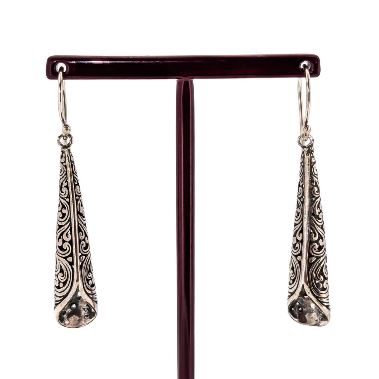 Sterling Silver Filigree Teardrop Dangle Earrings | 5.9g | 38.5mm #71434 Sterling Silver Filigree Teardrop Dangle Earrings | 5.9g | 38.5mm #71434 - Image 5
