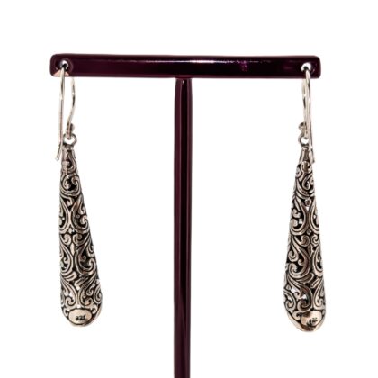 Sterling Silver Filigree Teardrop Dangle Earrings | 5.9g | 38.5mm #71434
