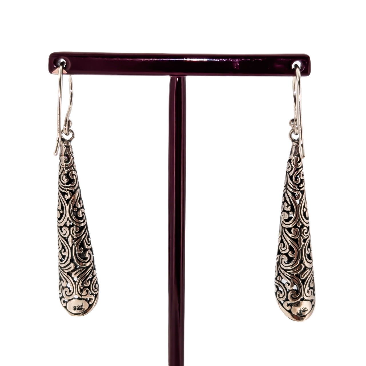 Sterling Silver Filigree Teardrop Dangle Earrings | 5.9g | 38.5mm #71434 Sterling Silver Filigree Teardrop Dangle Earrings | 5.9g | 38.5mm #71434
