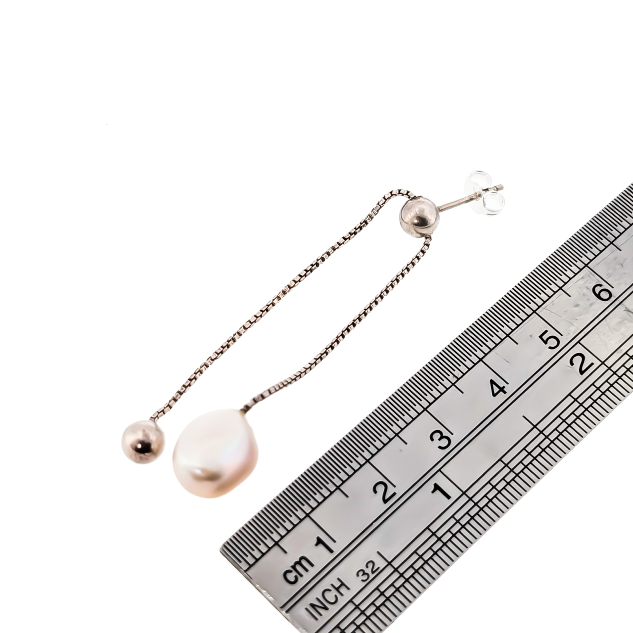 Sterling Silver Freshwater Pearl Adjustable Dangle Earrings | 4.2g #71374 Sterling Silver Freshwater Pearl Adjustable Dangle Earrings | 4.2g #71374 - Image 3