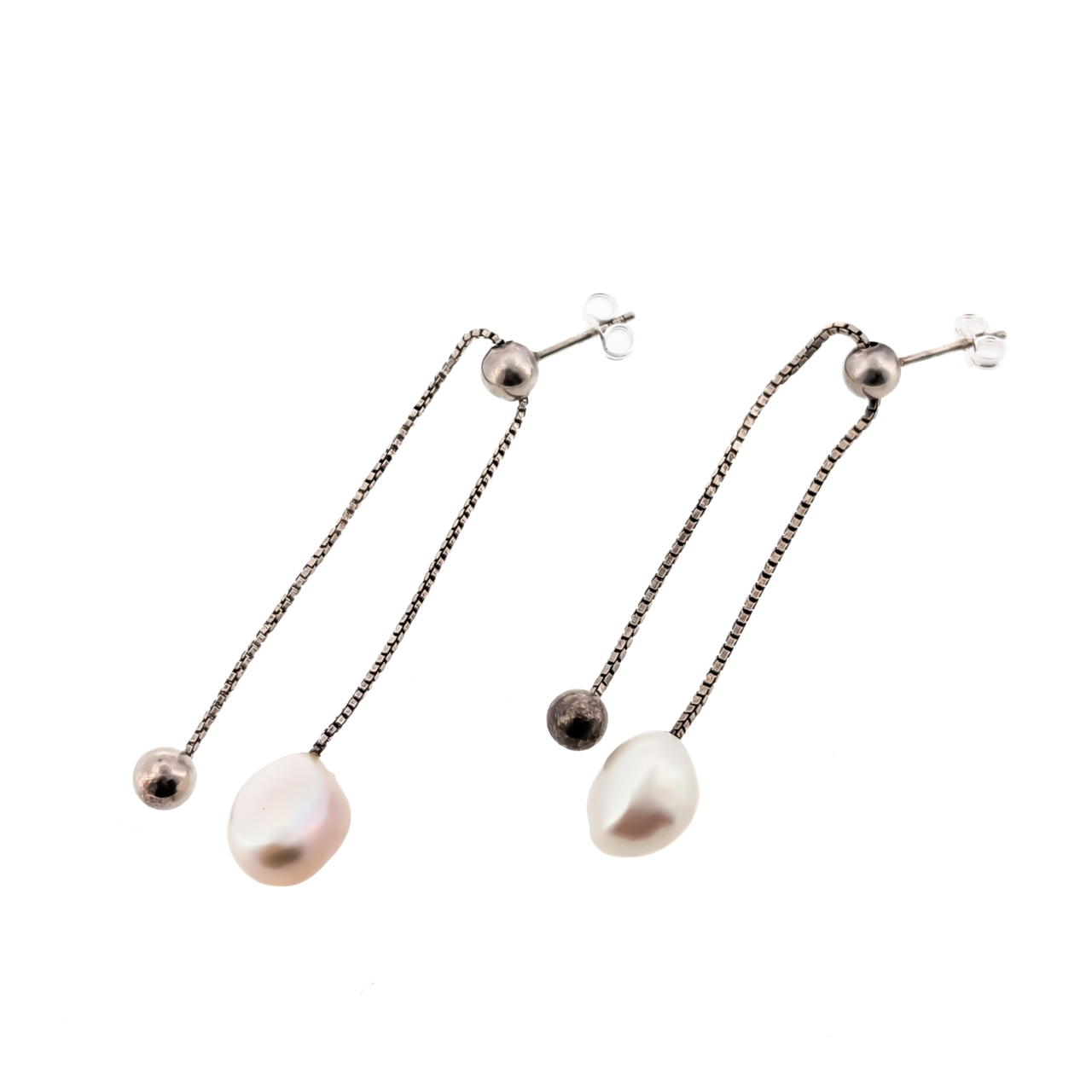 Sterling Silver Freshwater Pearl Adjustable Dangle Earrings | 4.2g #71374 Sterling Silver Freshwater Pearl Adjustable Dangle Earrings | 4.2g #71374 - Image 2