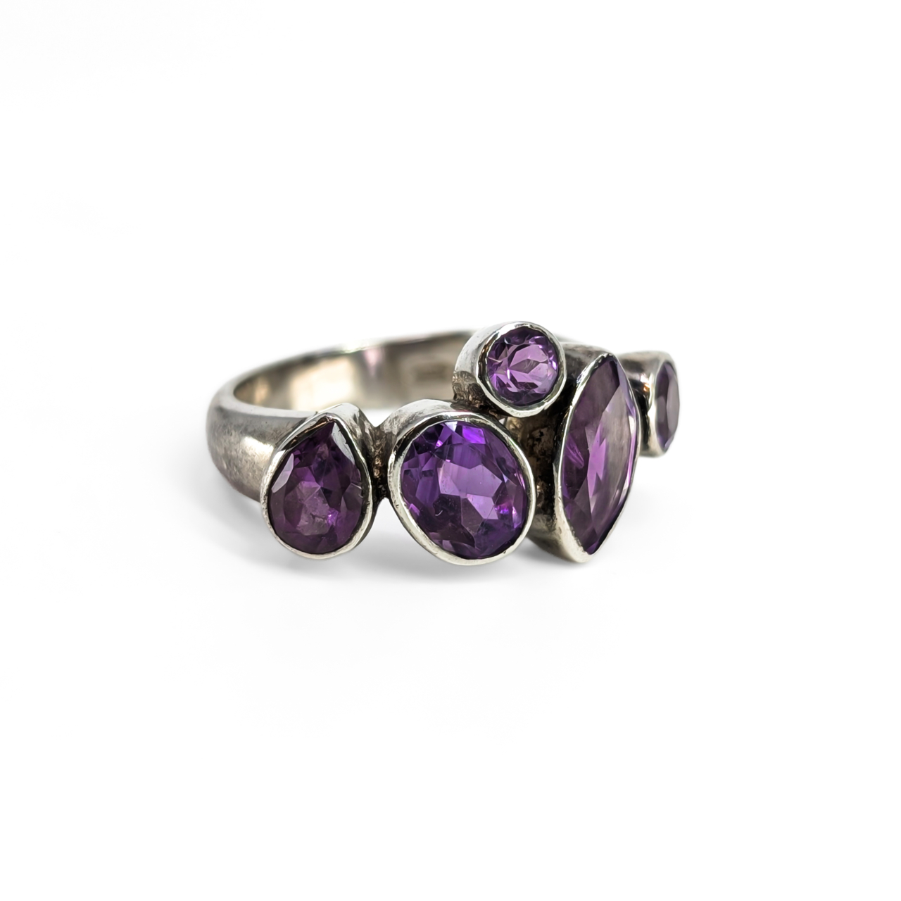 Sterling Silver Multi-Stone Amethyst Ring | 6.0g | Size P #71846 Sterling Silver Multi-Stone Amethyst Ring | 6.0g | Size P #71846 - Image 4