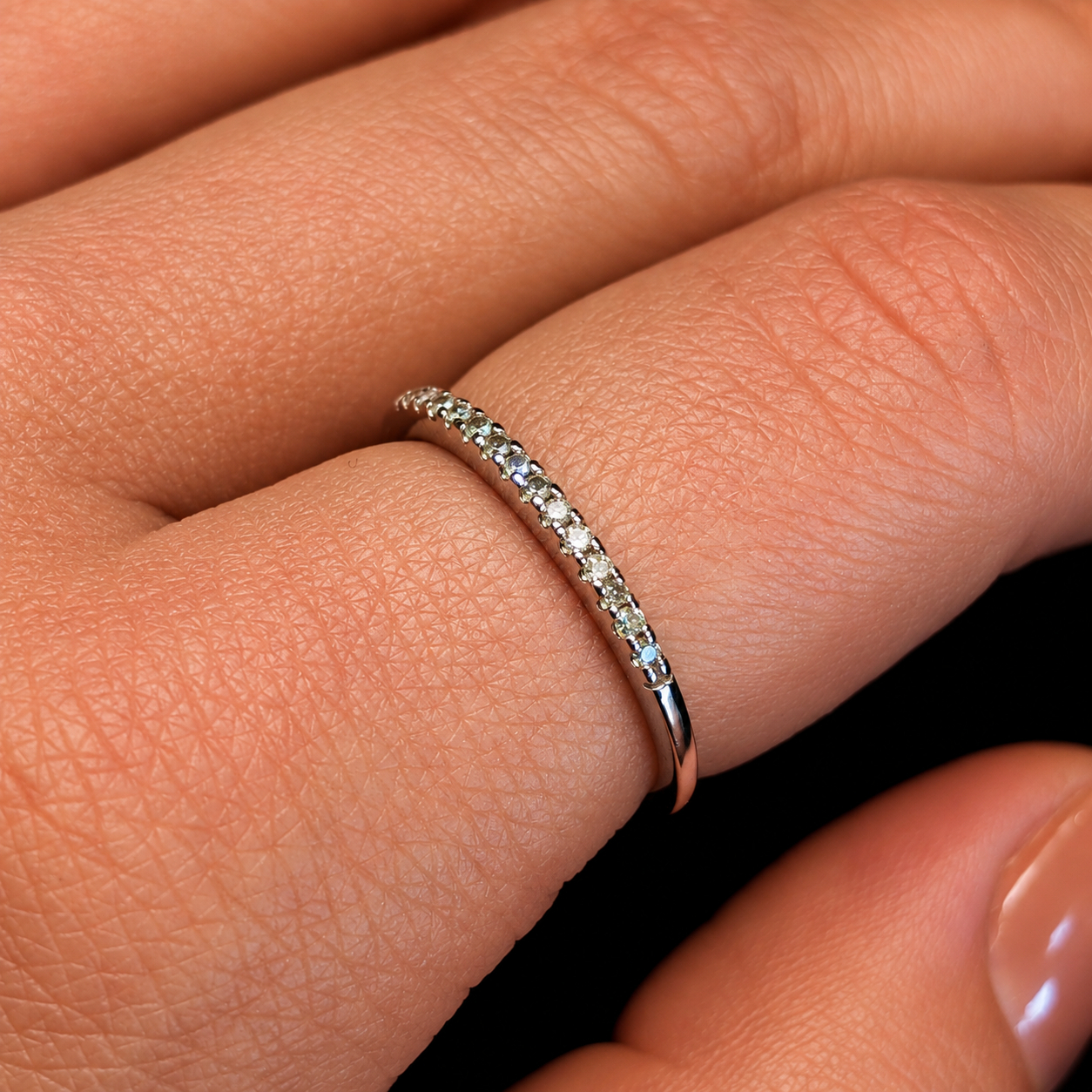 Sterling Silver Natural Diamond Eternity Ring Band | 1.3g | Size P1/2 #71847 Sterling Silver Natural Diamond Eternity Ring Band | 1.3g | Size P1/2 #71847 - Image 2