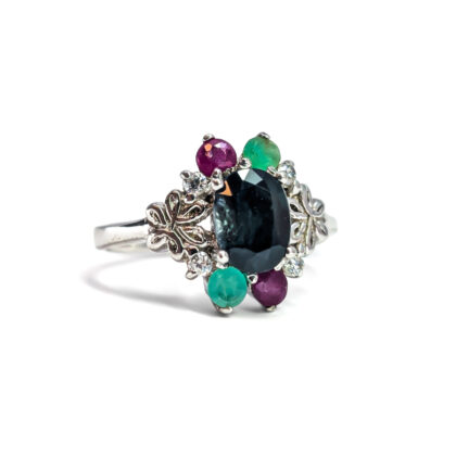 Monty's Sterling Silver Natural Sapphire, Ruby & Emerald Ring | 4.0g | Size Q #71848