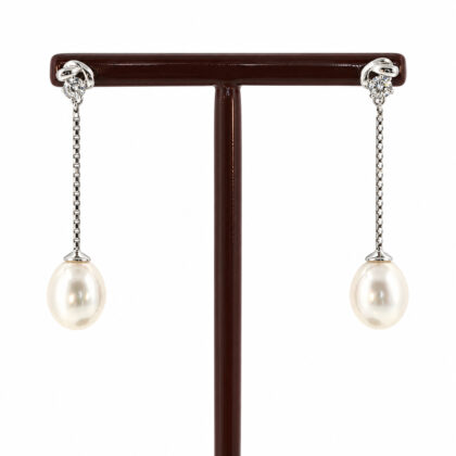 Sterling Silver Pearl Dangle Earrings | 2.6g | 9.5 × 7.5mm Pearls #71956