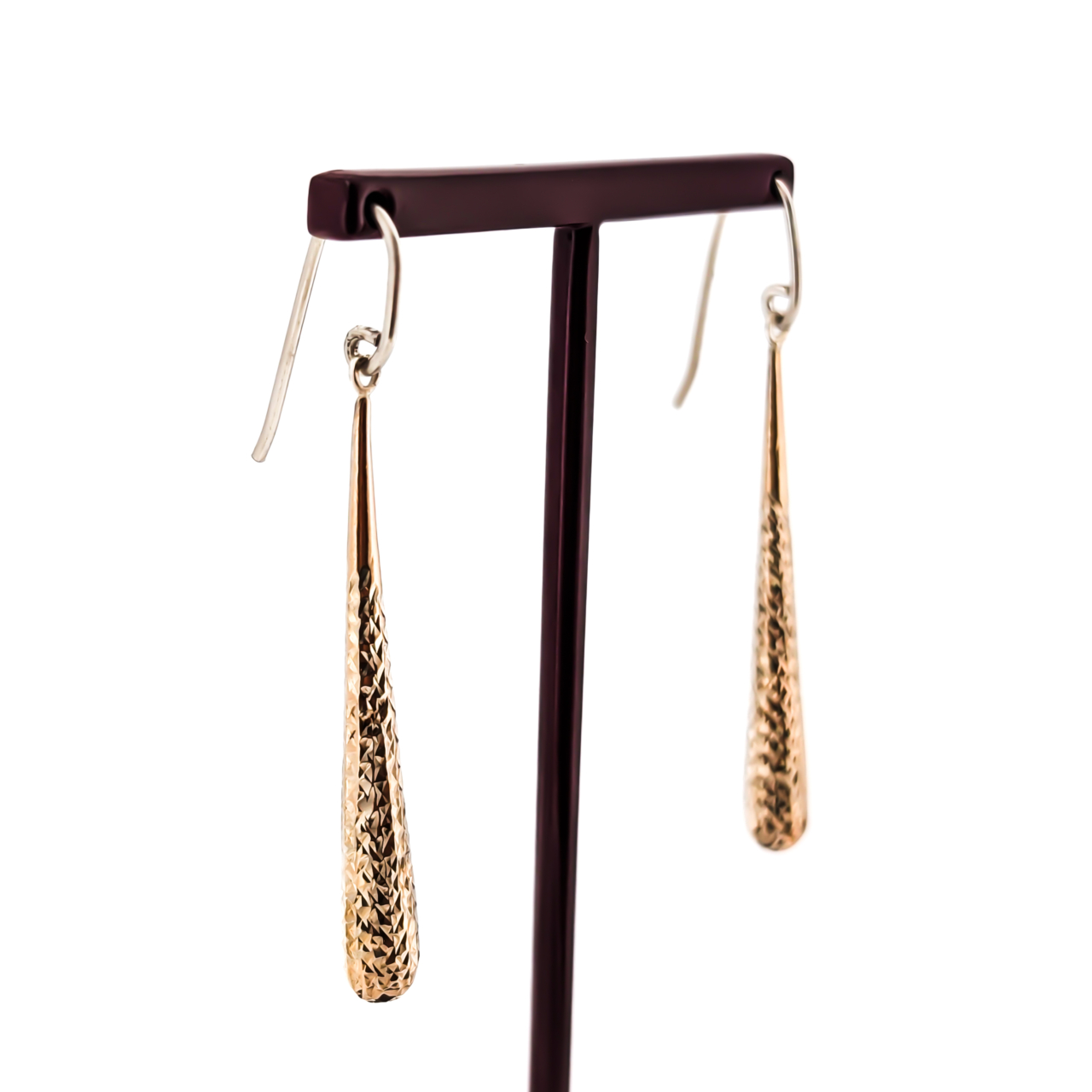 Sterling Silver Textured Teardrop Dangle Earrings | 2.1g | 45mm #64292-56 Sterling Silver Textured Teardrop Dangle Earrings | 2.1g | 45mm #64292-56 - Image 3