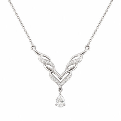 Sterling Silver V-Shape Chevron CZ Necklace | 4.2g | 45cm #71419