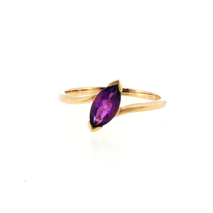 Monty's 10ct Yellow Gold Marquise Amethyst Ring | Size Q | 1.7g #71818