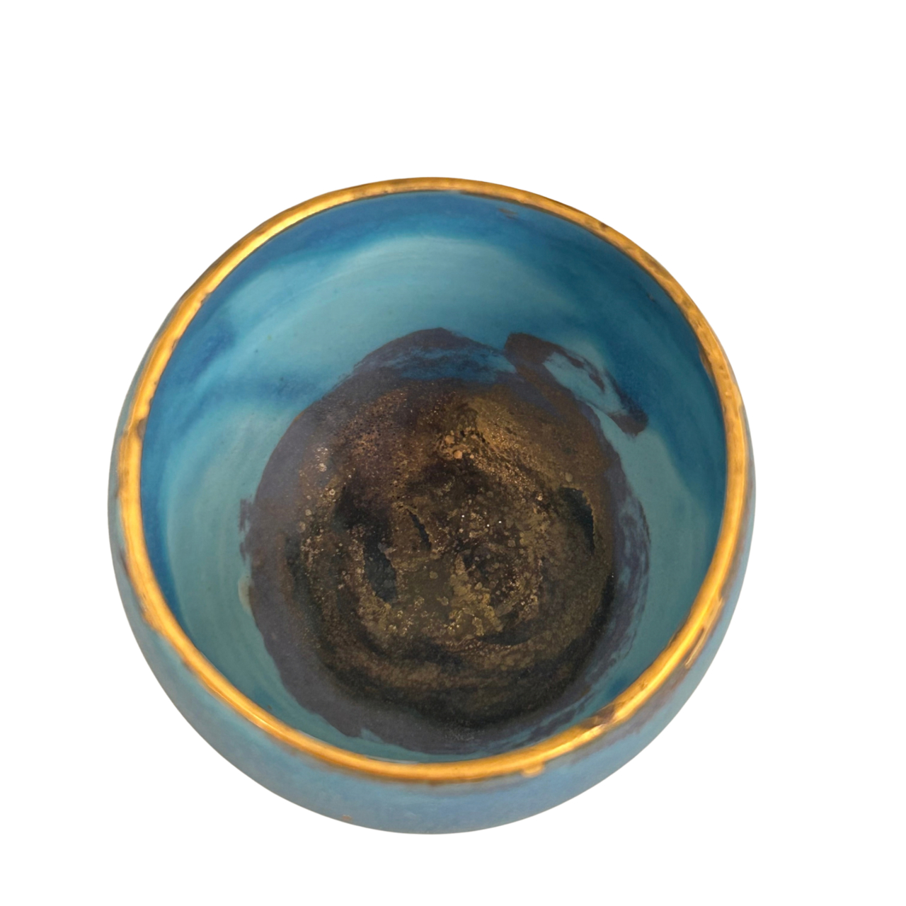 Turquoise Glazed Studio Pottery Bowl Set | Gilt Rims | 5 Pieces #71905 Turquoise Glazed Studio Pottery Bowl Set | Gilt Rims | 5 Pieces #71905 - Image 11