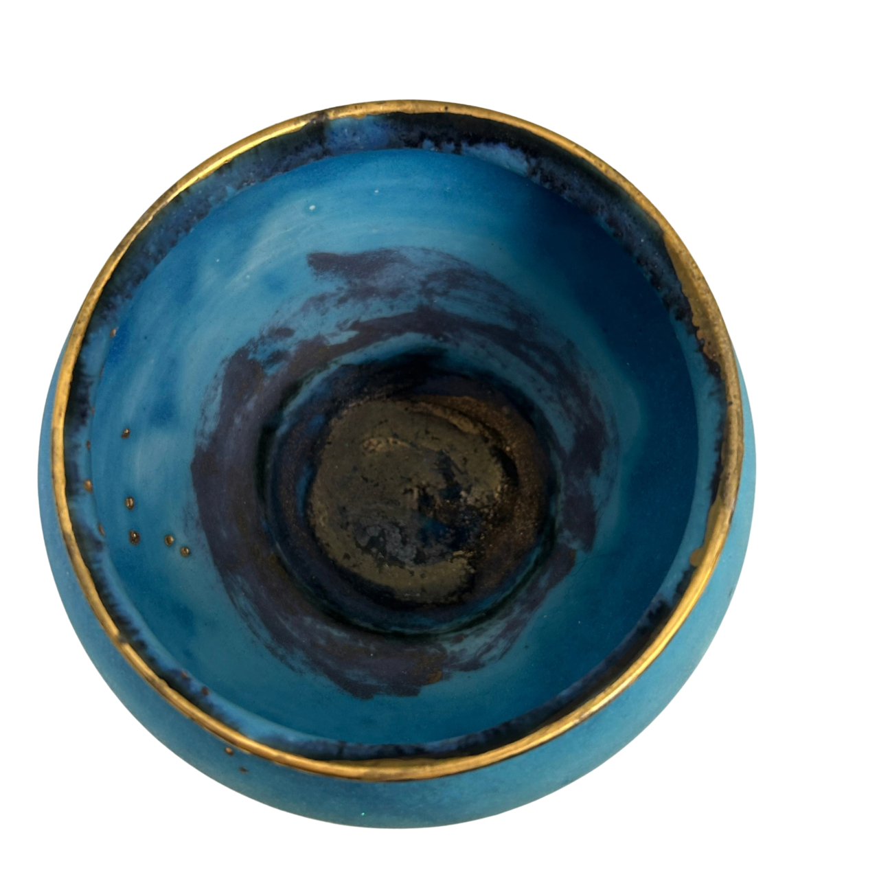 Turquoise Glazed Studio Pottery Bowl Set | Gilt Rims | 5 Pieces #71905 Turquoise Glazed Studio Pottery Bowl Set | Gilt Rims | 5 Pieces #71905 - Image 7