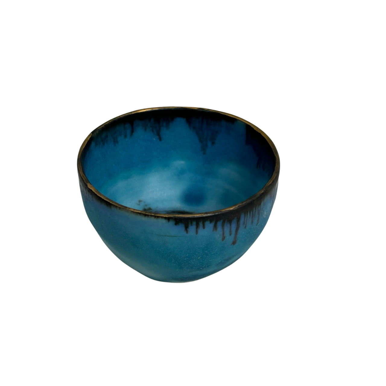 Turquoise Glazed Studio Pottery Bowl Set | Gilt Rims | 5 Pieces #71905 Turquoise Glazed Studio Pottery Bowl Set | Gilt Rims | 5 Pieces #71905 - Image 8