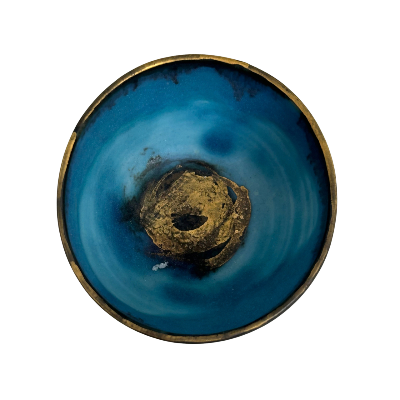 Turquoise Glazed Studio Pottery Bowl Set | Gilt Rims | 5 Pieces #71905 Turquoise Glazed Studio Pottery Bowl Set | Gilt Rims | 5 Pieces #71905 - Image 9