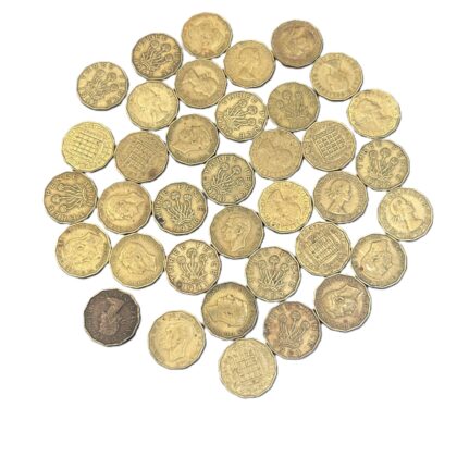 UK Threepence Brass Coin Collection 1937–1967 | 35+ Coins | Unsorted Job Lot #71636-16